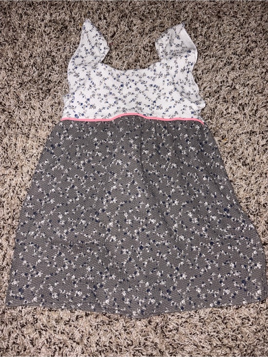 Zara Other - Zara White and Gray Floral Two-Tone Dress with Pink Trim